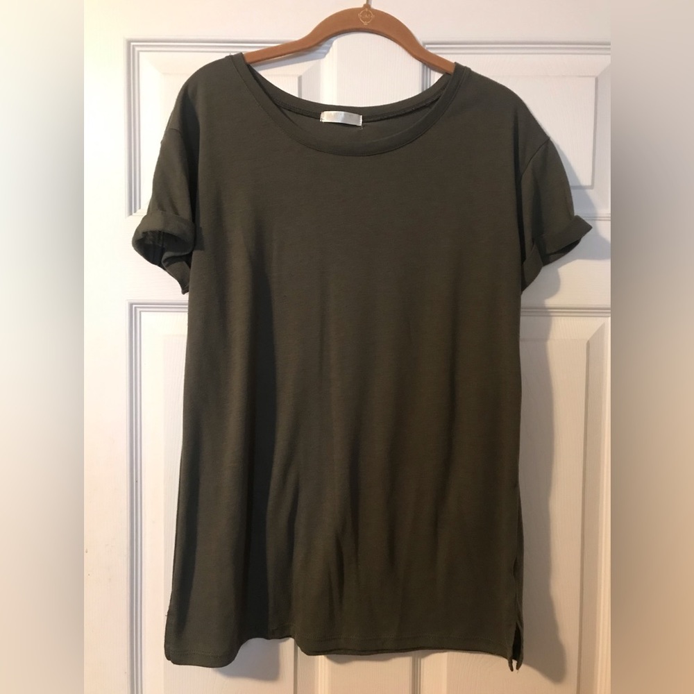 Awake Short Sleeve Top Army Green Womens Large